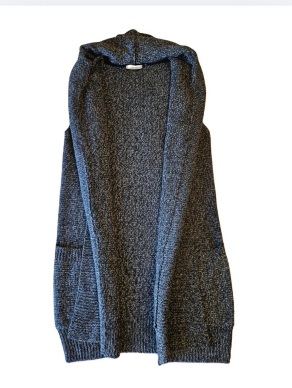 Cozy Open-Front Hooded No Sleeve Cardigan Sweatee - Charcoal Grey